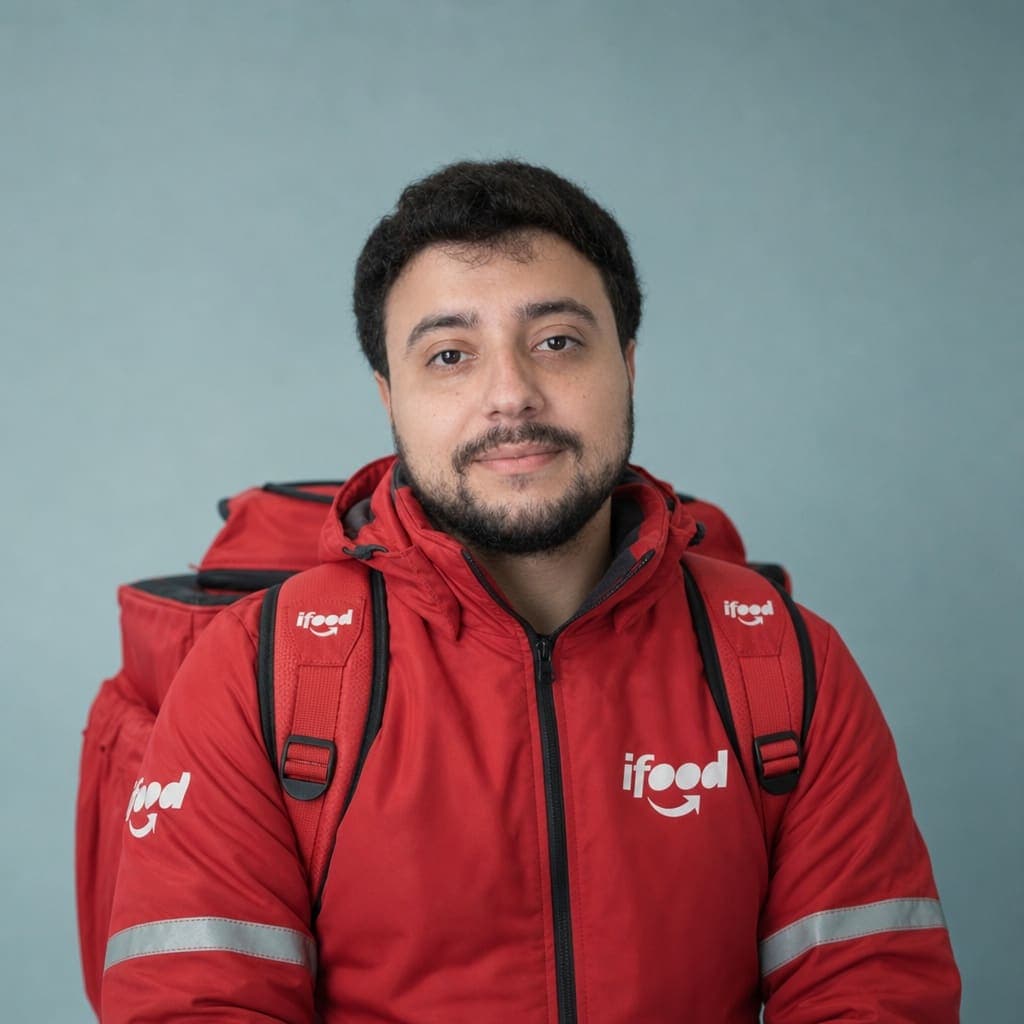 Jaqueta do iFood com bag térmica nas costas.