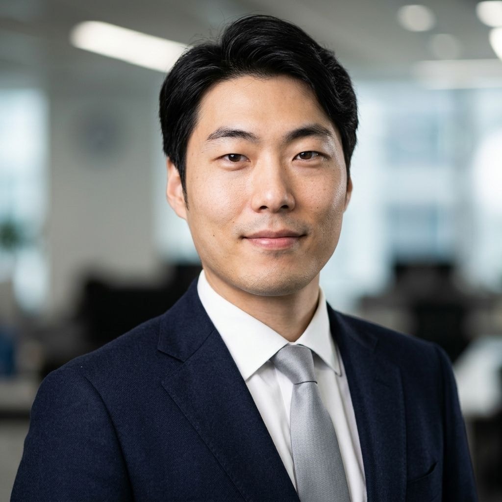 Saída real do Gemini Nano Banana 2 para o prompt vago 'professional headshot for LinkedIn': homem branco genérico de paletó preto e gravata prateada com fundo de stock e expressão neutra de manequim. Evidência de que o termo não é recusado mas gera output corporativo default americano dos anos 2010.