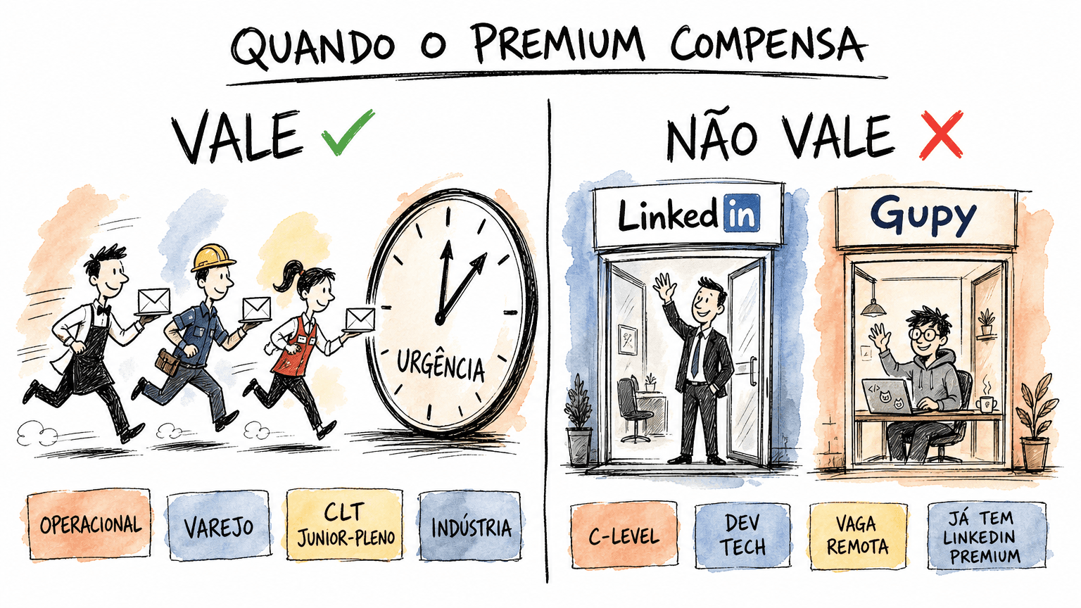 Comparativo Red Bull em pt-BR: o Premium da Catho vale a pena pra CLT operacional, varejo, indústria e recolocação urgente, e não vale pra C-level, dev tech, vaga remota internacional ou quem já tem Linkedin Premium.