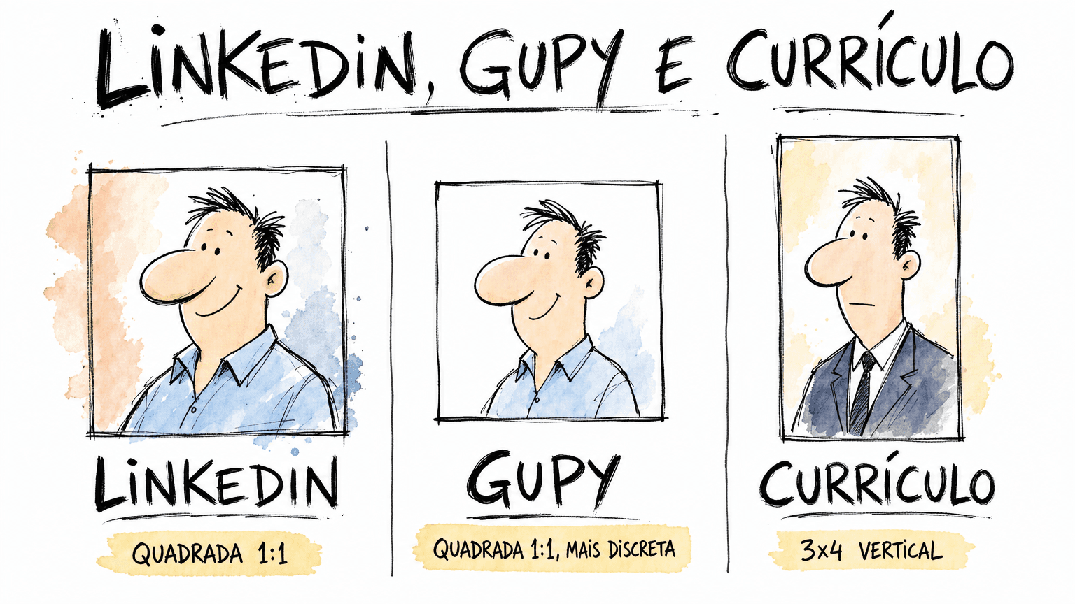 Foto pra Linkedin, pra Gupy e pra currículo 3x4 lado a lado.