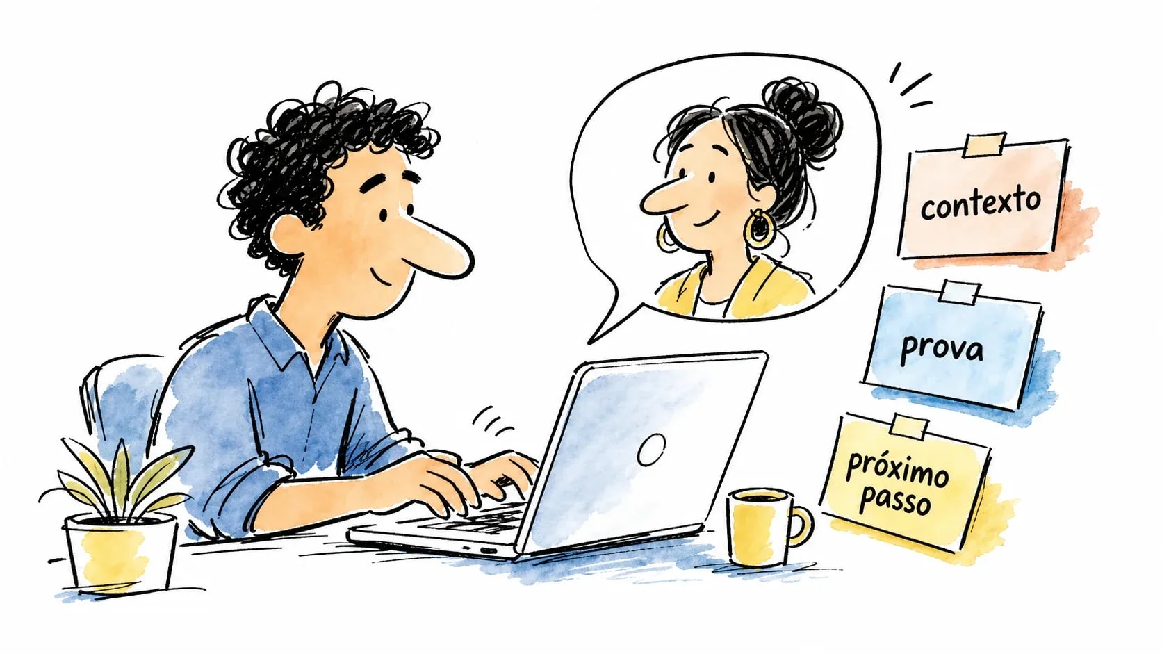 Candidato escreve mensagem objetiva para recrutadora com contexto, prova e próximo passo