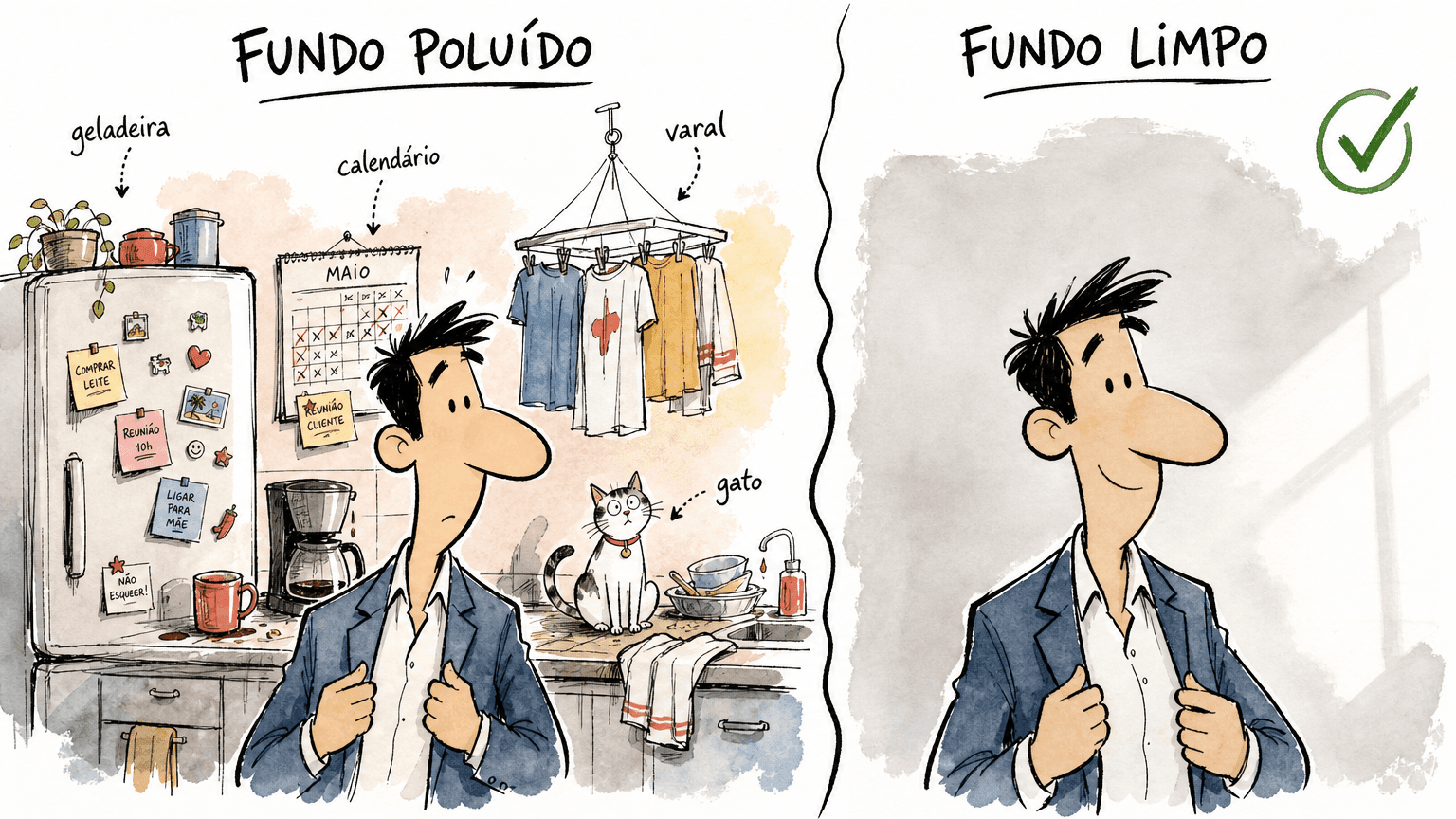 Comparativo doodle Red Bull: foto com fundo de cozinha bagunçada vs foto com fundo limpo neutro