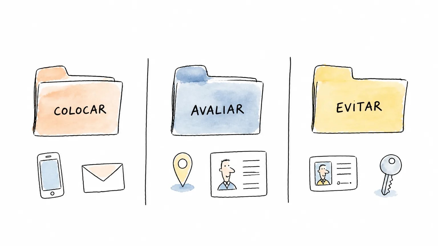 Ilustração comparando dados para colocar, avaliar e evitar no currículo.