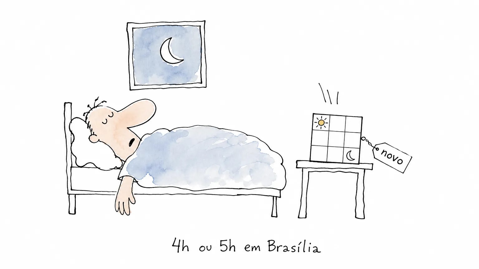 Pessoa dorme com a lua na janela enquanto um quebra-cabeça novo pousa no criado-mudo: o jogo do dia sai às 4h ou 5h em Brasília