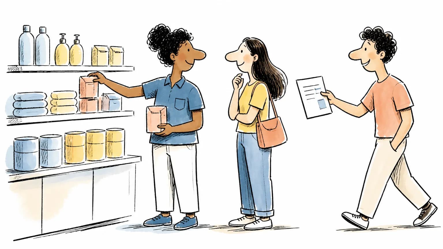 Ilustração sobre Vaga de auxiliar de loja na Havan: como se candidatar, com cena profissional relacionada ao tema.