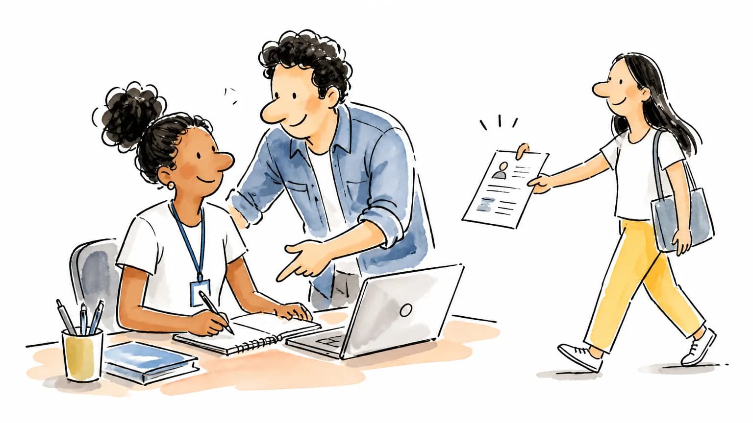 Ilustração sobre Vaga de jovem aprendiz na Havan: como se candidatar, com profissional em ambiente de trabalho.
