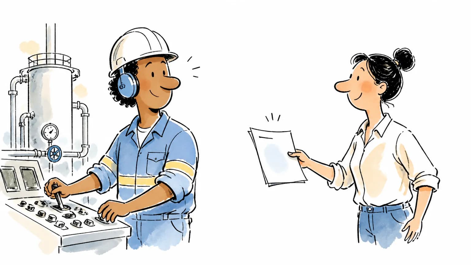 Ilustração sobre Vaga de operador de processo na Raízen: como se candidatar, com cena profissional relacionada ao tema.