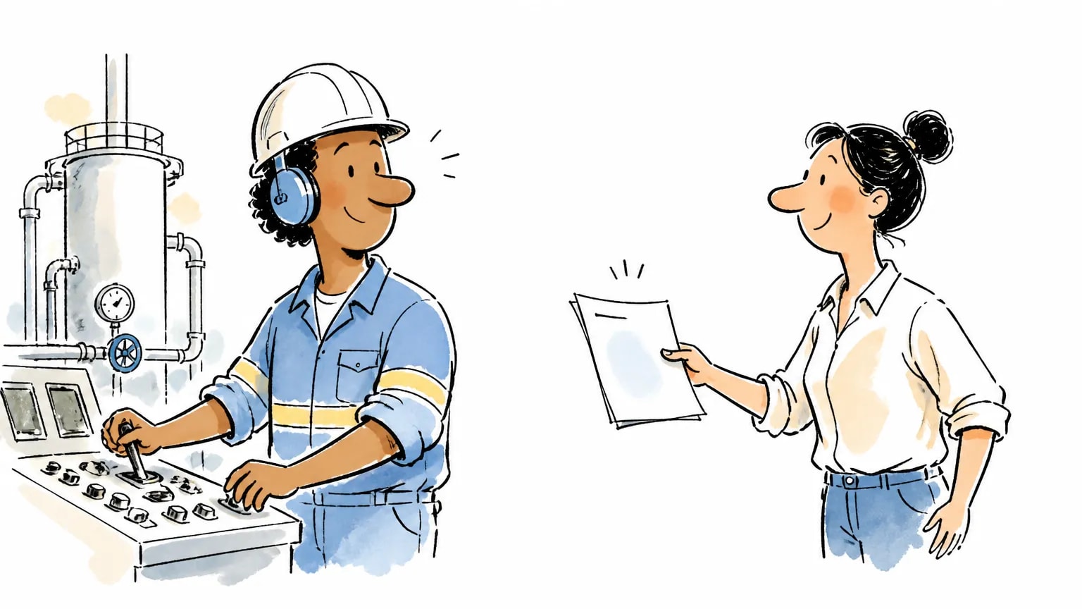 Ilustração sobre Vaga de operador de processo na Raízen: como se candidatar, com cena profissional relacionada ao tema.