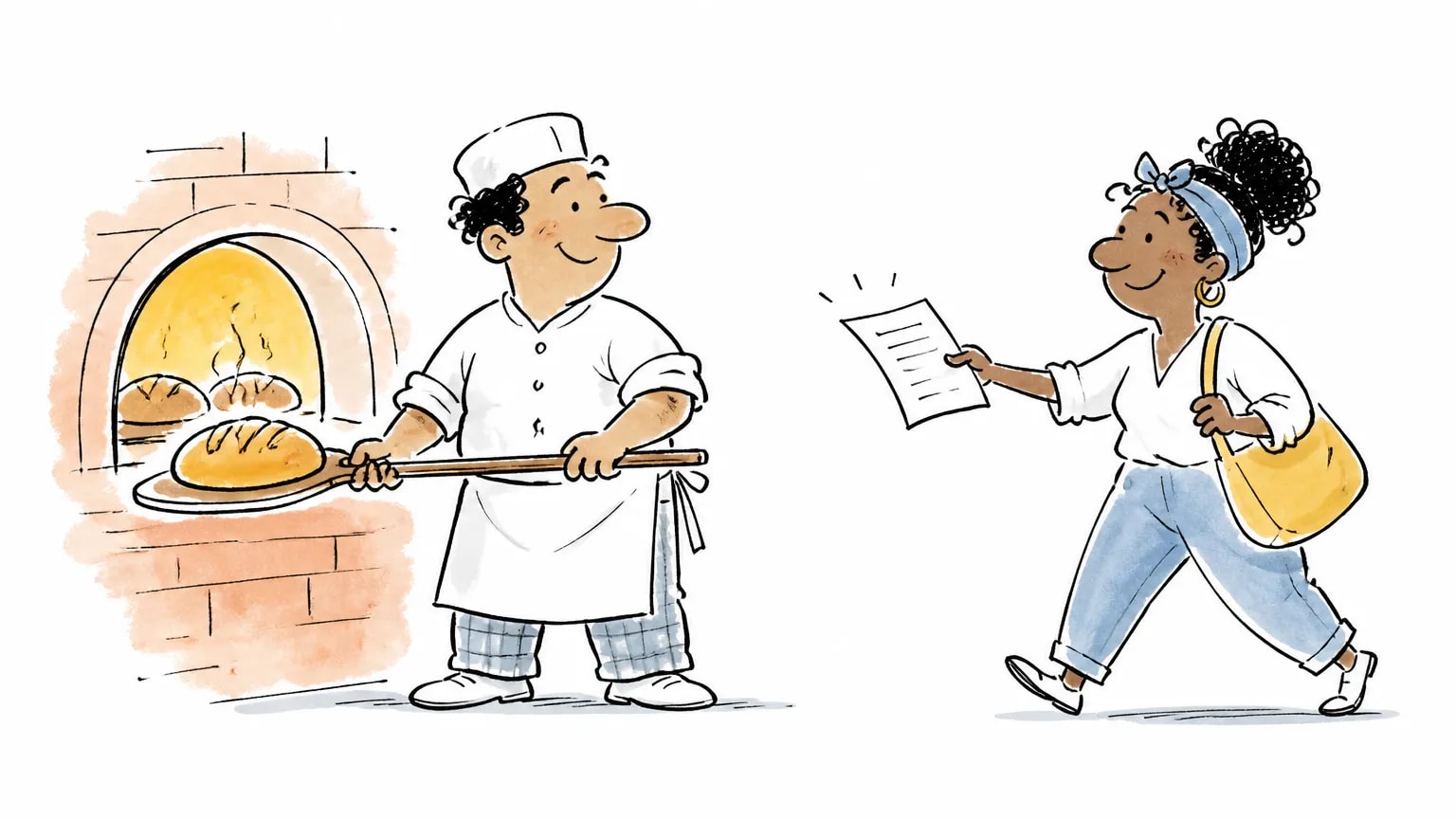 Ilustração sobre Vaga de padeiro no Assaí: como se candidatar, com profissional em ambiente de trabalho.