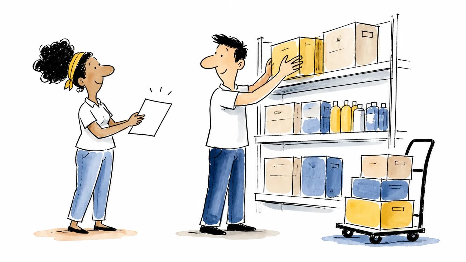 Ilustração sobre Vaga de repositor na Havan: como se candidatar, com profissional em ambiente de trabalho.